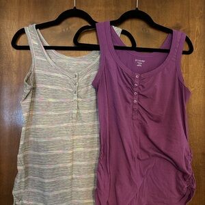 Women's Nursing Sleeveless Tops - Purple and Gray